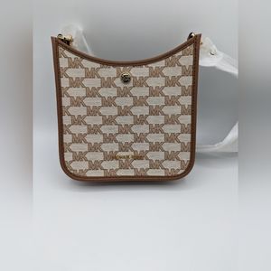 MICHAEL Michael Kors Tan and Cream Monogram Crossbody Bag